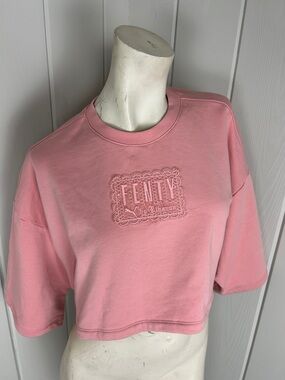Fenty Puma Rihanna Cropped Sweatshirt Pink Embroidered Logo XS NWT Streetwear